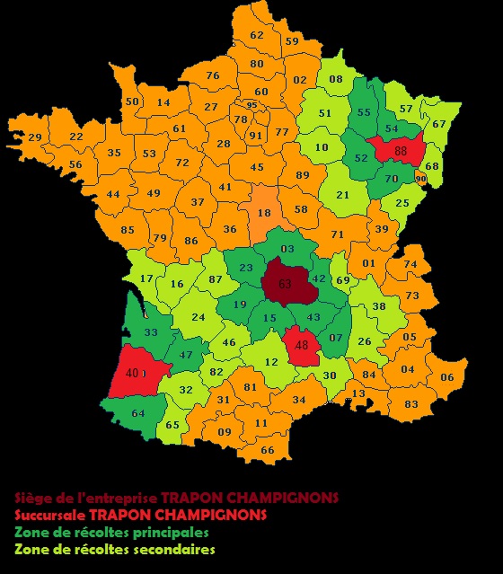 Principales Zones De Recolte Presentation Trapon Champignons